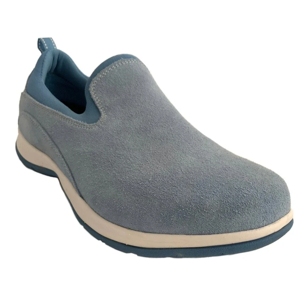 Lands’ End Suede Slip-on Loafers Blue White 9D